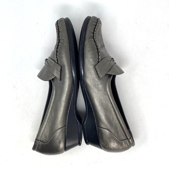 SAS Shoe Women 8.5 Easier Gray Leather Dress Loafer Tripad Comfort Moccasin Heel - Picture 5 of 11